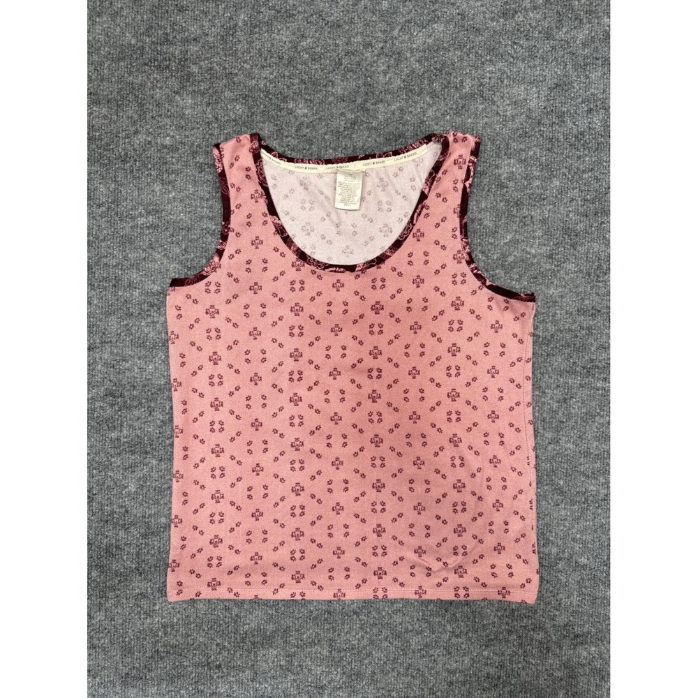 Lucky Brand Tank Top Women Small Pink Geometric Print Sleeveless Stretch
